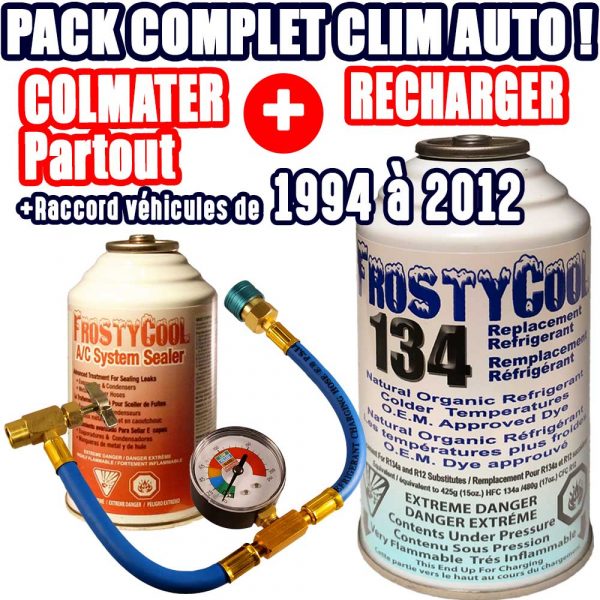 Pack Complet Anti Fuites circuit et recharge Frostycool 134 clim auto R134a